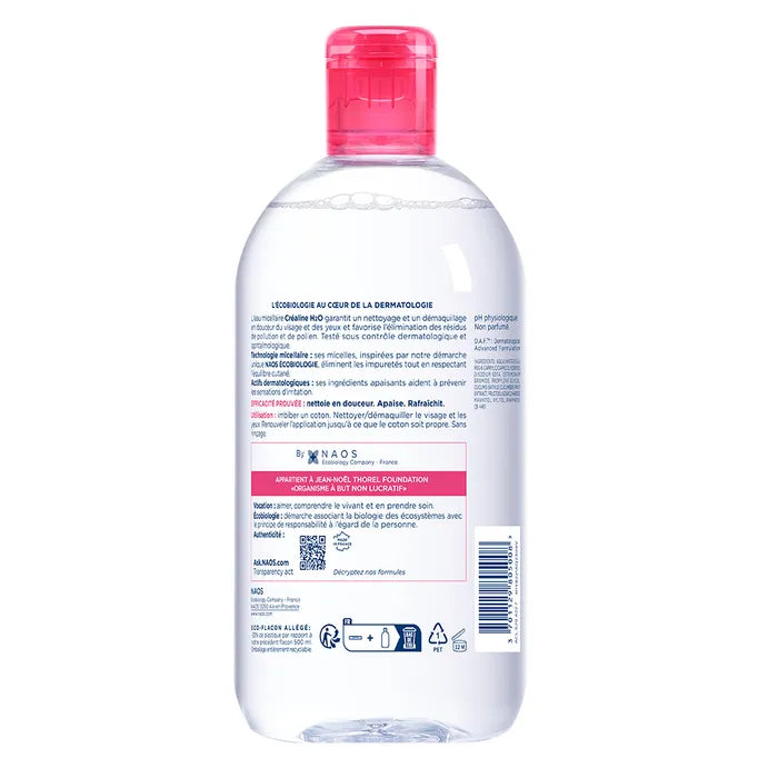 Bioderma CREALINE H2O - L'Eau Micellaire Démaquillante Originale - Visage et Yeux - Peaux Sensibles, 500ml